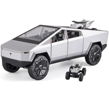 1:24 Tesla Cybertruck Pickup with Motorcycle β Diecast Alloy Toy Car with Lights & Sound